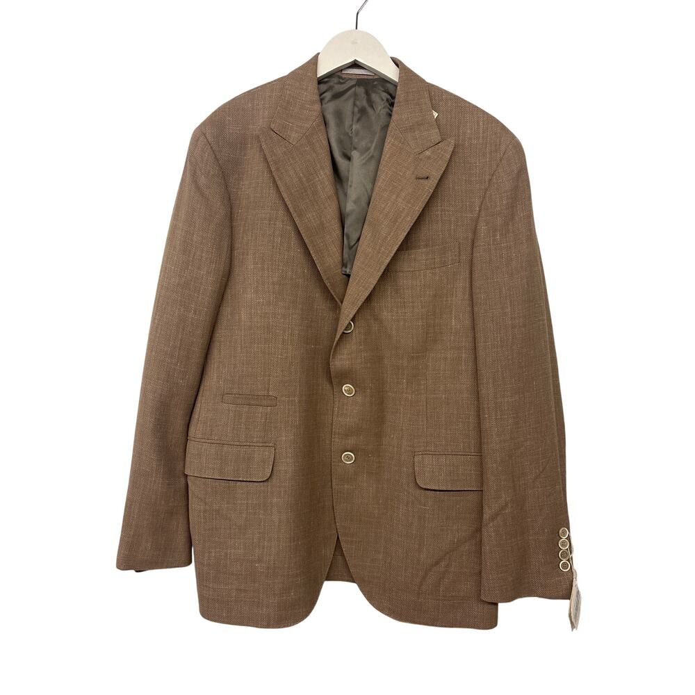 new nwt $2995 Brunello cucinelli EU sz52  US 42 brown suit jacket solid wool